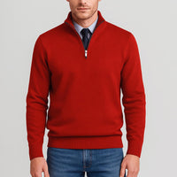 Noah | Herren Klassischer Stehkragen Cardigan in Rot