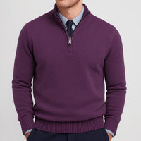 Noah | Herren Klassischer Stehkragen Cardigan in Dunkellila