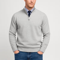 Noah | Herren Klassischer Stehkragen Cardigan in Hellgrau