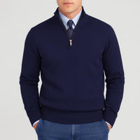 Noah | Herren Klassischer Stehkragen Cardigan in Marineblau