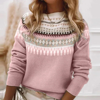 Maine | Damen Norweger Pullover | Blau in Rosa