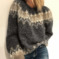 Shella | Norweger Pullover Damen | Strick in Dunkelgrau