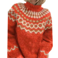 Haydee | Damen Norweger Pullover | Khaki in Rot