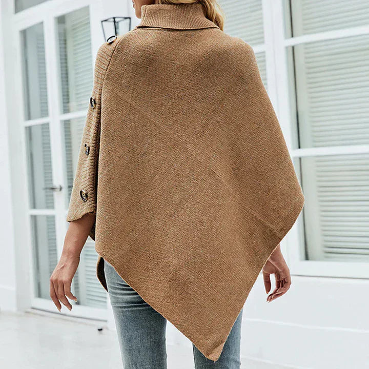 Andrea - Poncho mit Rollkragen und seitlicher Knopfleiste
