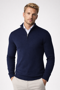 Oliver | Herren Halbzip Strickpullover in Blau