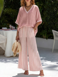 Lorna - luftiger Leinen-Zweiteiler in Pink