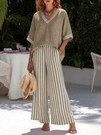 Lorna - luftiger Leinen-Zweiteiler in Beige