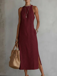 Liana | Fließendes Sommer-Midikleid in Rot