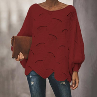 Jemelyn | Damen Oversize Pullover | Strick in Weinrot