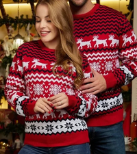 Hans und Greta | Paar Weihnachtspullover | Strick in Rot