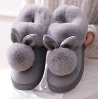 Hausschuhe Damen Kaninchenoptik | Warm & Verspielt in Grau