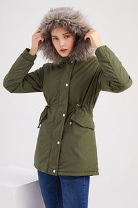 Parka-Jacke mit Kunstfell-Kapuze für Damen - Millicent in Grün