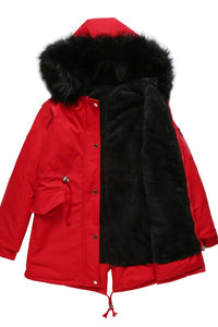 Parka-Jacke mit Kunstfell-Kapuze für Damen - Millicent in Rot