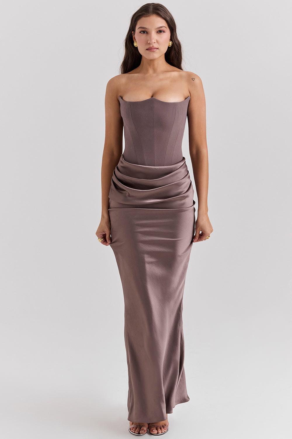 Ezra - Elegantes trägerloses Korsett Maxikleid