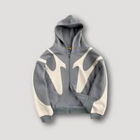 Peter | Herren Trendiger Flammen Zip Hoodie in Grau