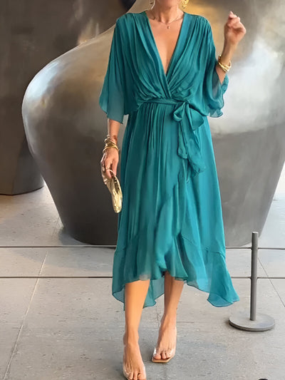 Claire | Midi-Kleid mit Taillengürtel