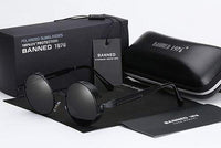 Retro Runde Gepolarisierte Steampunk Sonnenbrille – Argo in Schwarz