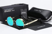 Retro Runde Gepolarisierte Steampunk Sonnenbrille – Argo in Gold Grün