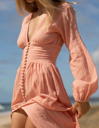 Allie | Damen Elegant Sommer Kleid | Maxi in Rosa