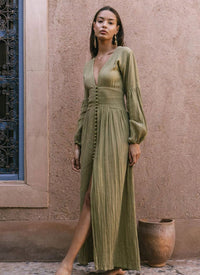 Allie | Damen Elegant Sommer Kleid | Maxi in Grün