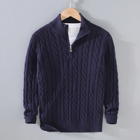 Paxton | Herren Pullover Mit Reißverschluss | Sweater in Dunkelblau
