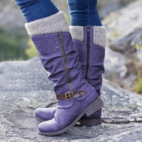 Damen Winter Stiefel | Casual hoch mit Absatz in Lila