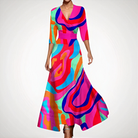 Raffiniertes langes Kleid für Damen | Maxi in Mehrfarbig