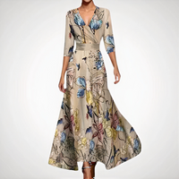 Raffiniertes langes Kleid für Damen | Maxi in Beige