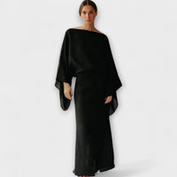 Dana - Kimono Kleid aus Leinen und Baumwolle in Schwarz