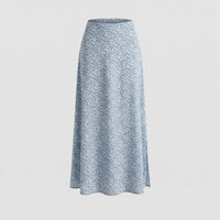 Maxirock Damen Floral in Hellblau