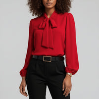 Renata | Elegante Schluppenbluse mit Schleife in Rot