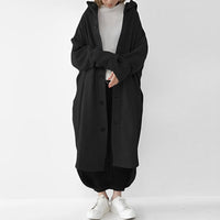 Cailyn - Bequemer langer Trenchcoat in Schwarz