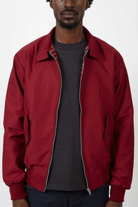 Rex | Herren klassische Harrington Jacke mit Tartan-Futter in Burgunder