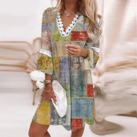 Rhea | Damen V-Ausschnitt Boho Sommerkleid in Gelb