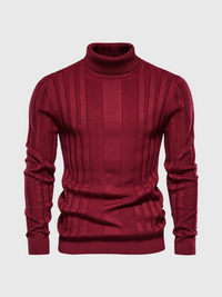 Keifer | Herren Rollkragenpullover Schwarz | Warme in Rot
