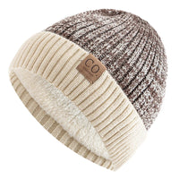 Romy | Damen Gefütterte Retro Strickmütze in Beige