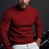 Roman | Rot Rollkragenpullover Herren | Warme in Rot