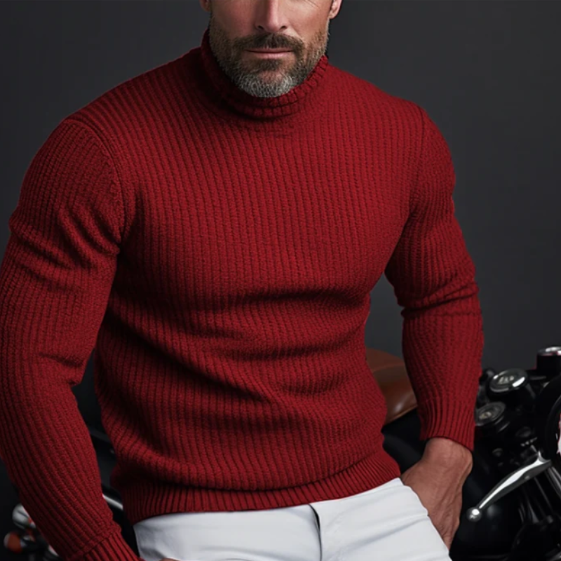 Roman | Rot Rollkragenpullover Herren | Warme