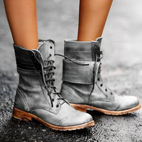 Roxy | Vintage Schnürstiefeletten mit Absatz in Grau