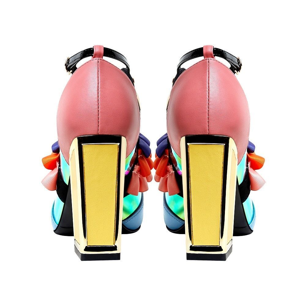 Fiona - Bunte High-Heel-Sandalen mit Verzierungen