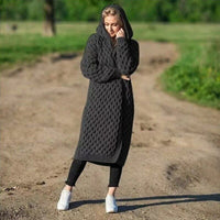 Modische Warme Damen Stricjacke - Juul in Schwarz