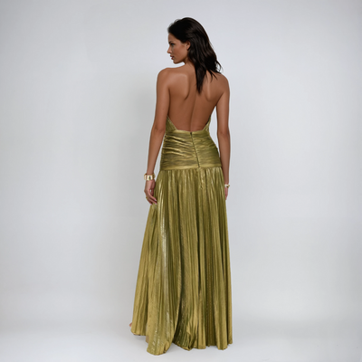 NEFIRA  | Langes metallisiertes Kleid