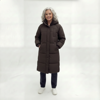 Sandra | Damen Klassische Lange Kapuze Daunenjacke in Braun