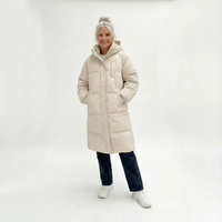 Sandra | Damen Klassische Lange Kapuze Daunenjacke in Weiß