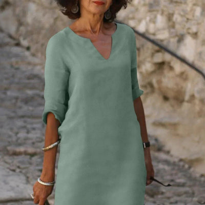 Adele - Bequemes V-Ausschnitt Kleid