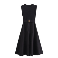 Schönes ärmelloses Kleid für Damen | Midi in Schwarz