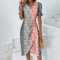 Schönes lässiges Sommerkleid für Damen | Mini in Rosa-blau