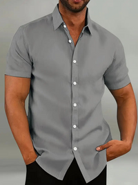 Harris | Herren Schwarz Hemd | Button Down in Grau