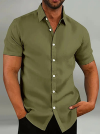 Harris | Herren Schwarz Hemd | Button Down in Armeegrün