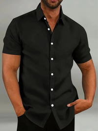 Harris | Herren Schwarz Hemd | Button Down in Schwarz